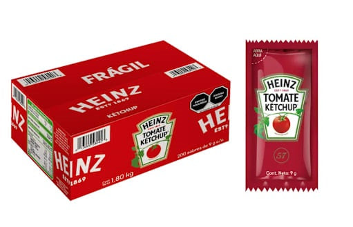 CATSUP HEINZ EN SOBRES 200pza / 9g